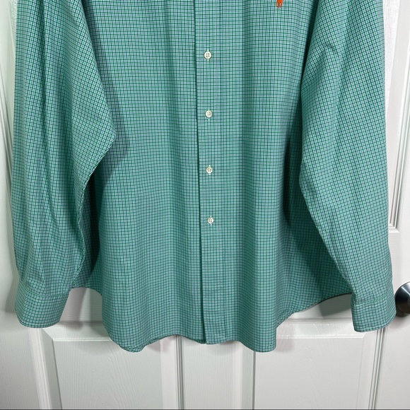 Ralph Lauren Classic Fit Plaid Long Sleeve Button Down Shirt Green Blue Sz 18 - Picture 5 of 10